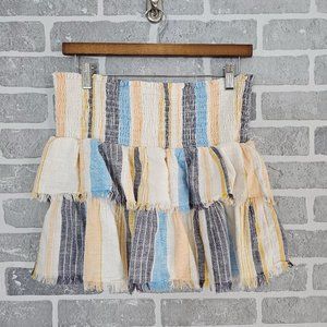 Aerie Tiered Ruffled Lightweight Striped Skirt Junior Size M Gauzy Pull On Lined